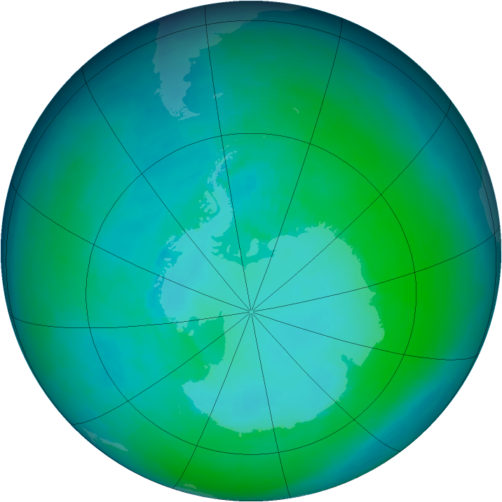 Antarctic ozone map for January 1994